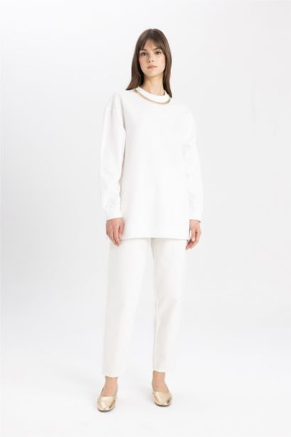 Tunique Sweatshirt coupe régulière à Col Rond