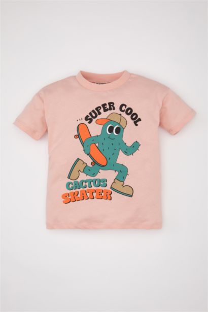 تيشيرت نص كم ولادي قصة عادية بطبعة صبار