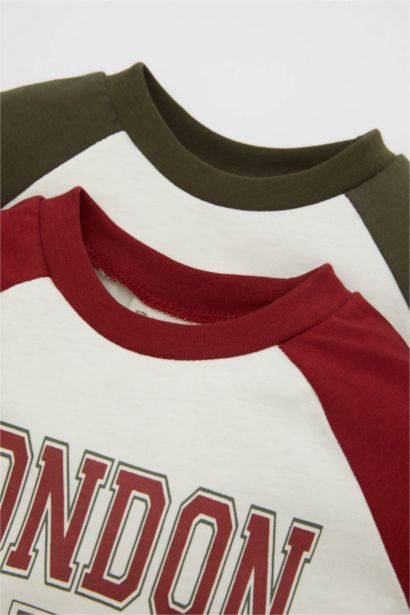 2 piece Regular Fit Slogan Short Sleeve T-Shirt