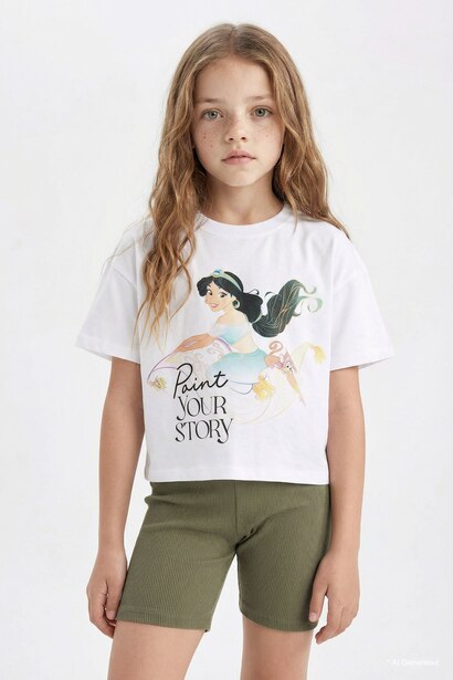 Girl Disney Princess Crop Short Sleeve T-Shirt
