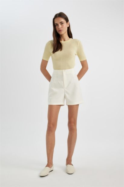 Crew Neck Ribbed Short Sleeve T-Shirt