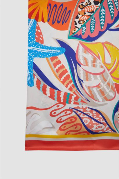 Paréo long en satin imprimé pour femme