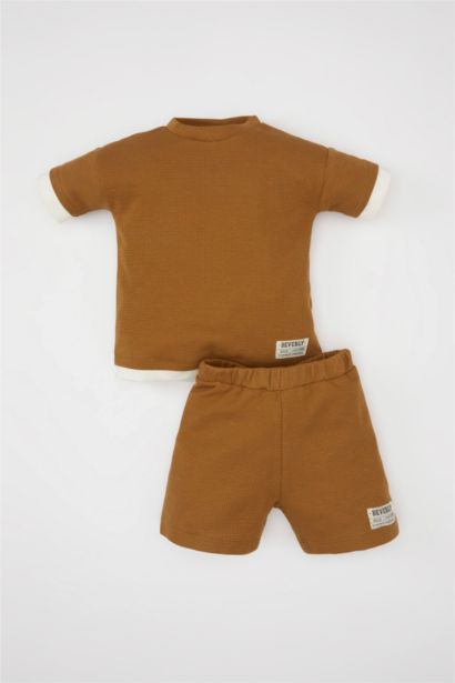 Baby Boy Waffle Short Sleeve T-Shirt Shorts 2 Piece Set