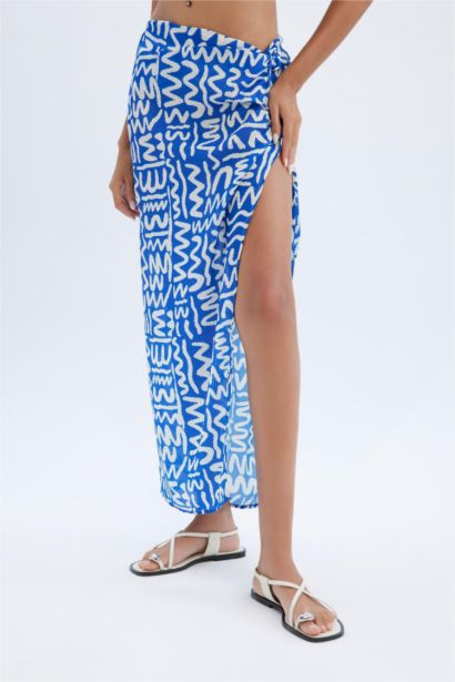 Fall in Love Patterned Slit Beach Skirt