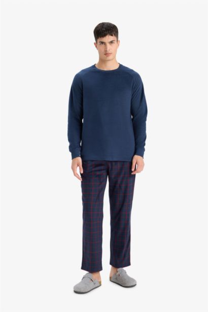 Fleece Long Sleeve Top Bottoms 2 Piece Pajama Set