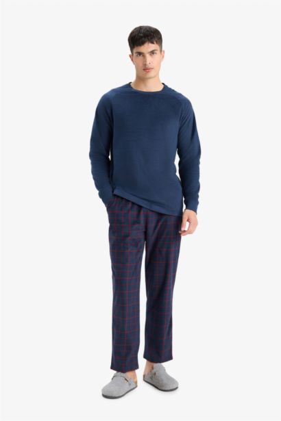 Fleece Long Sleeve Top Bottoms 2 Piece Pajama Set