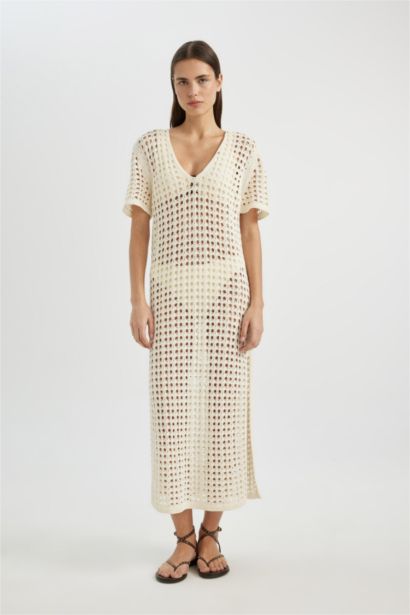 فستان بحر تريكو قصة عادية من Fall In Love