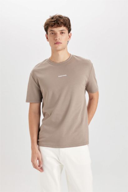 Regular Fit Crew Neck Printed Heavy Fabric T-Shirt