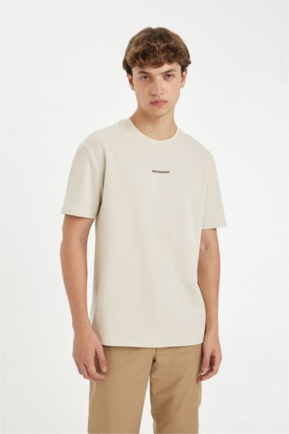 تيشيرت نص ردن مطبوع قصة عادية بياخة مستديرة