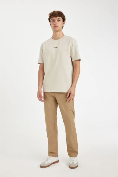 تيشيرت نص ردن مطبوع قصة عادية بياخة مستديرة