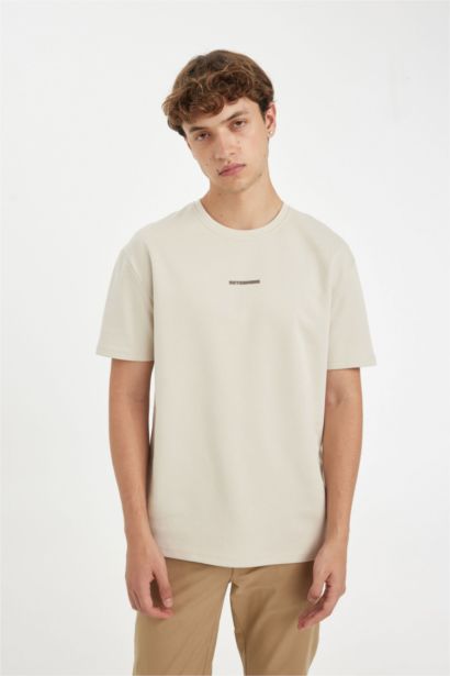 تيشيرت نص ردن مطبوع قصة عادية بياخة مستديرة