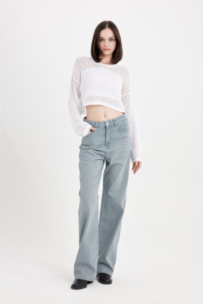 90's Wide Leg High Waist Long Jeans