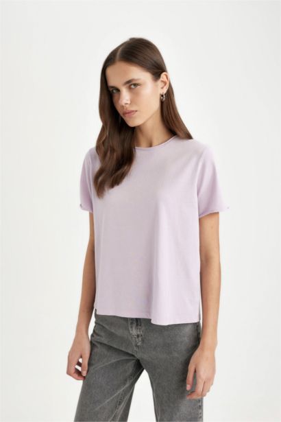 Regular Fit Crew Neck Cotton Basic T-Shirt