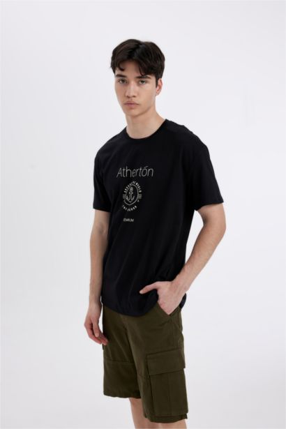 Regular Fit Crew Neck Printed Short Sleeve T-Shirt