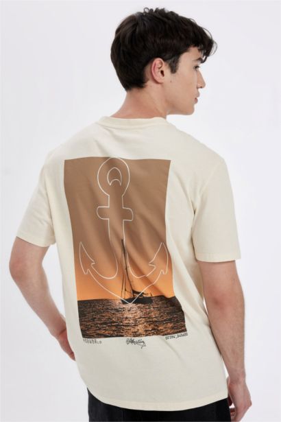 Regular Fit Crew Neck Printed Short Sleeve T-Shirt