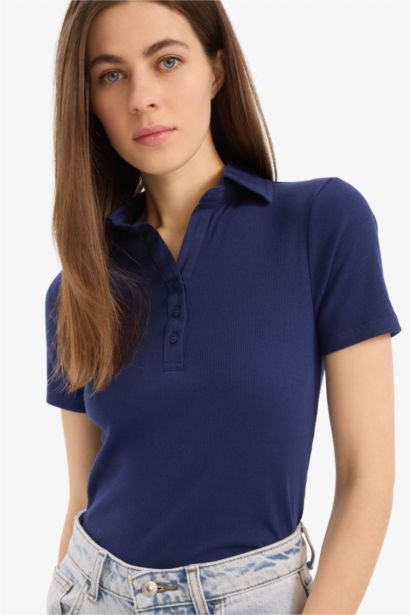 Slim Fit Polo Collar Camisole Short Sleeve Polo T-Shirt