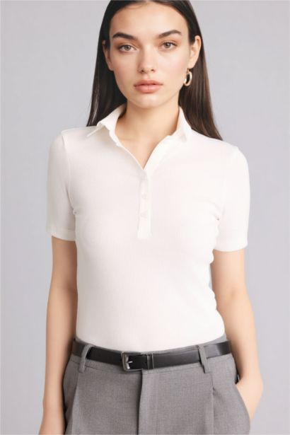 Slim Fit Polo Collar Camisole Short Sleeve Polo T-Shirt