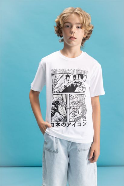 Boy Crew Neck Color Changing Printed T-Shirt