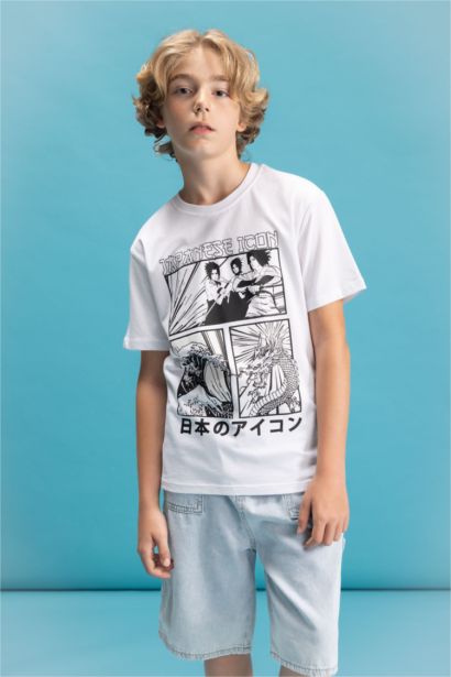Boy Crew Neck Color Changing Printed T-Shirt