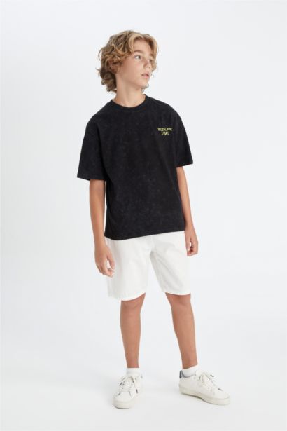 Boy Oversize Fit Crew Neck Washed Short Sleeve T-shirt