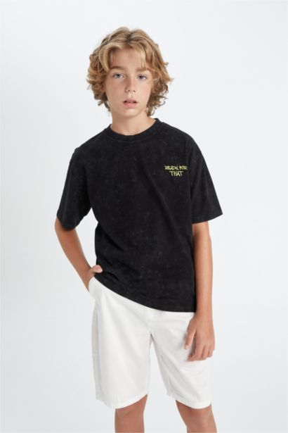 Boy Oversize Fit Crew Neck Washed Short Sleeve T-shirt