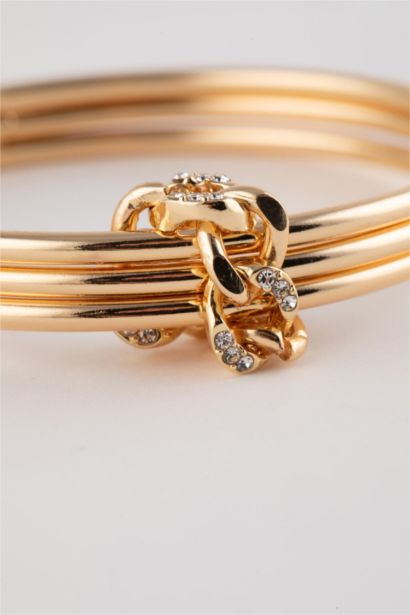 Woman Chain Detailed Stone Gold Bracelet