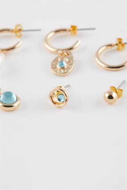 Woman 6 Piece Gold Earrings