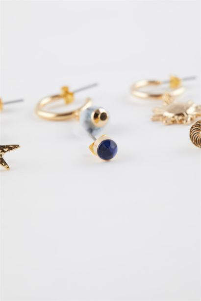 Woman 6 Piece Gold Earrings