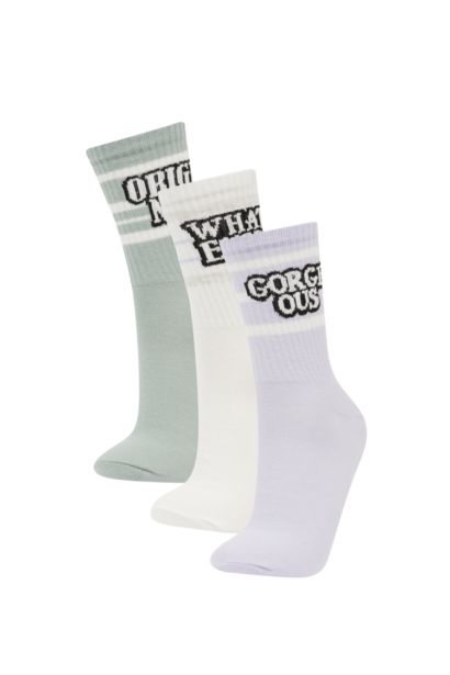 جوارب طويلة نسائية من قطن - 3 قطع