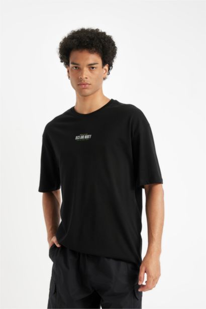 %100 Pamuk Rick and Morty Boxy Fit Bisiklet Yaka Sırt Baskılı Kısa Kollu Tişört