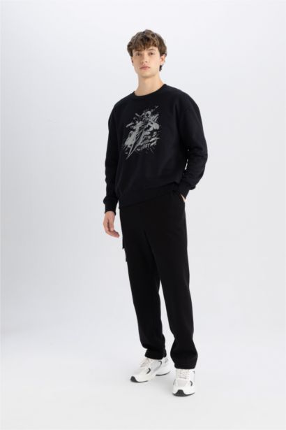 Batman бокси фит үлкен дөңгелек жаға Свитер