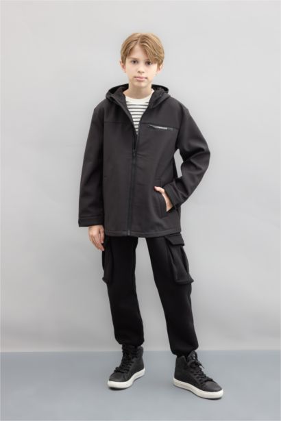 Boy Hooded Water Repellent Fleece Lined Raincoat