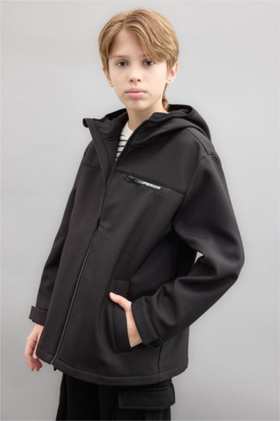 Boy Hooded Water Repellent Fleece Lined Raincoat