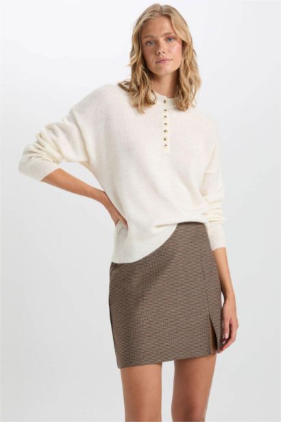 تنورة قصير كاروهات قصة A بخصر عادي