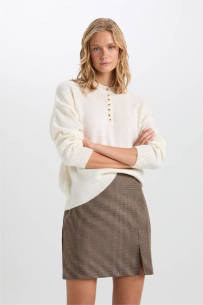 تنورة قصير كاروهات قصة A بخصر عادي