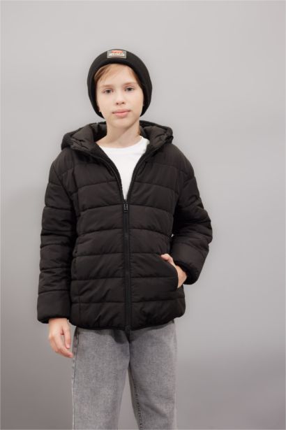 Boy Hooded Two Sided Puffer Jacket