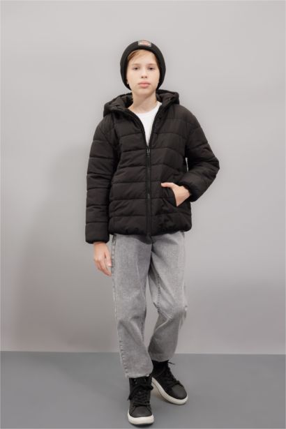 Boy Hooded Two Sided Puffer Jacket