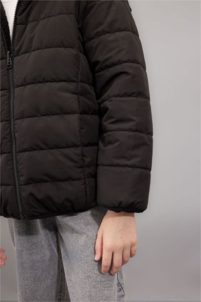 Boy Hooded Two Sided Puffer Jacket