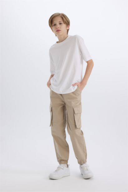 Boy Waist Tied Elastic Leg Jogger Cargo Pants