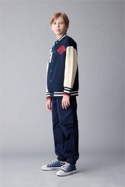 Boy Tied Waist Elastic Leg Jogger Gabardine Cargo Pants