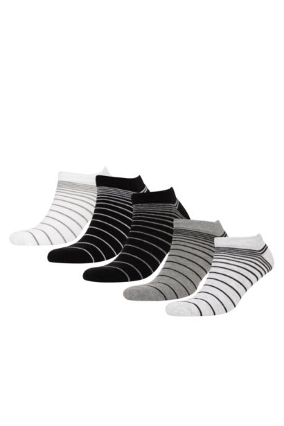 Lot de 5 paires de chaussettes courtes en coton rayées pour Homme