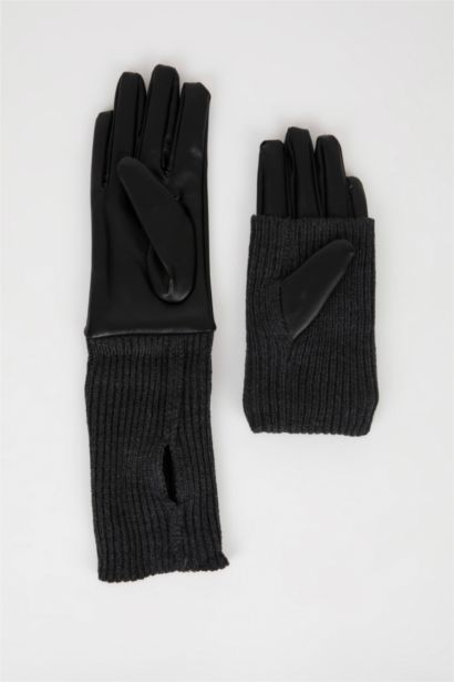 Woman Faux Leather Gloves