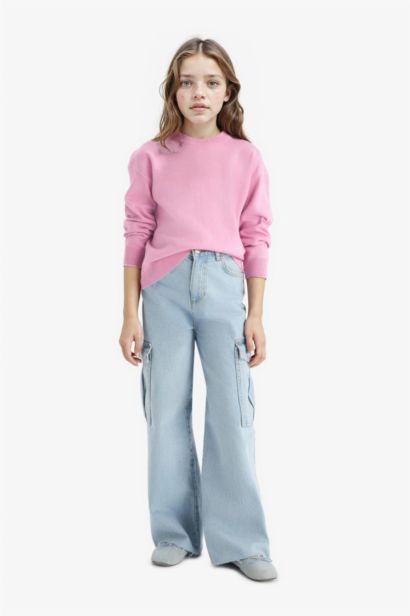 Girl Standard Fit Crew Neck Knit Pullover