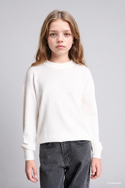 Pull à col rond Coupe standard pour fille