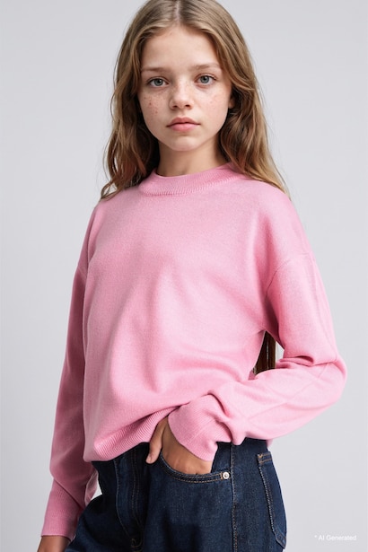 Pull à col rond Coupe standard pour fille