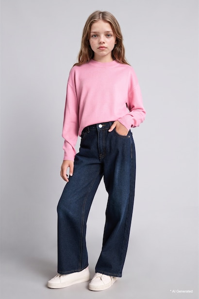 Pull à col rond Coupe standard pour fille