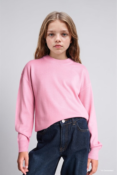 Pull à col rond Coupe standard pour fille