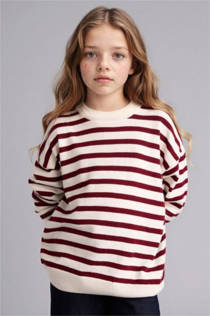 Standart Fit Bisiklet Yaka Triko Kazak Kız Çocuk