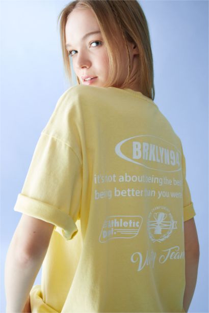 T-Shirt Oversize à manches courtess imprimé à Col Rond