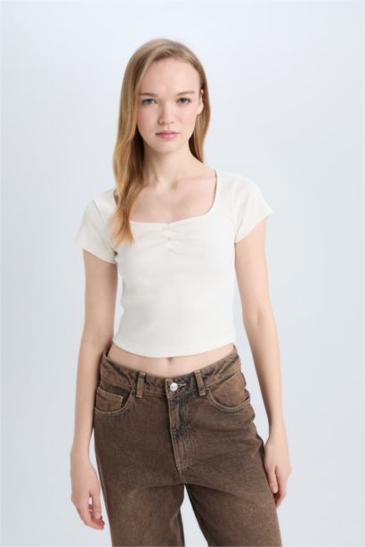 Fitted Ribbed Camisole Short Sleeve T-Shirt